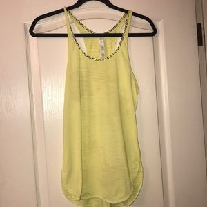 Lululemon neon yellow razorback tank top size 4